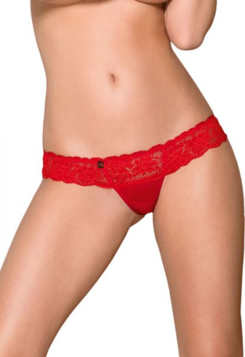 Obsessive 863-THC-3 otwarte - стринги с оборкой и доступом, S/M (красный)