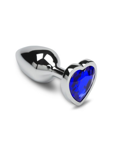 Пикантные Штучки Маленькая серебристая анальная пробка с кристаллом в виде сердечка, 6Х2,5 см (синий) - sex-shop.ua