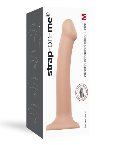 Strap-On-Me Dual Density Dildo Flesh M - Насадка для страпона двухслойная, гибкая, 18х3.3 см., (телесная) - sex-shop.ua