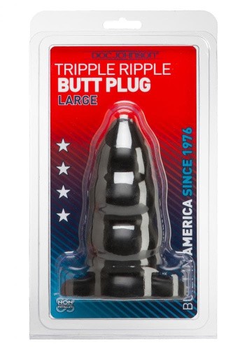 Doc Johnson Tripple Ripple Butt Plug Large - Анальная пробка, 11,6х6 см (черный) - sex-shop.ua