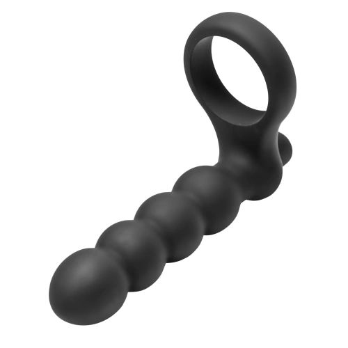 Frisky Double Fun Cock Ring - вибронасадка на член для двойного проникновения, 14.6х2.9 см (чёрный) - sex-shop.ua