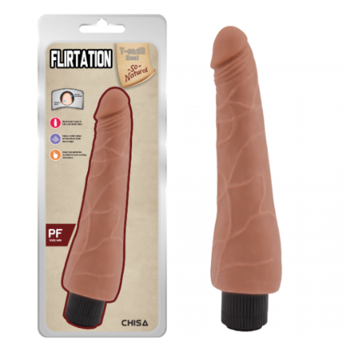 Chisa - T-skin ReaL Flirtation - Реалістичний вібратор, 24х5.5 см (мулат)