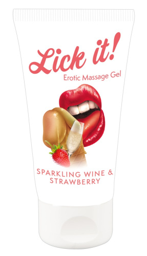 Orion Lick It! Sparkling Wine and Strawberry - оральная смазка со вкусом клубники и шампанского, 50 мл - sex-shop.ua