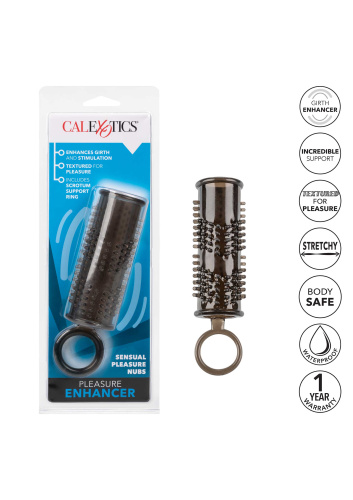 CalExotics Pleasure Enhancer - рельефная насадка с открытой головкой, 11,5х2,5 см (черный)