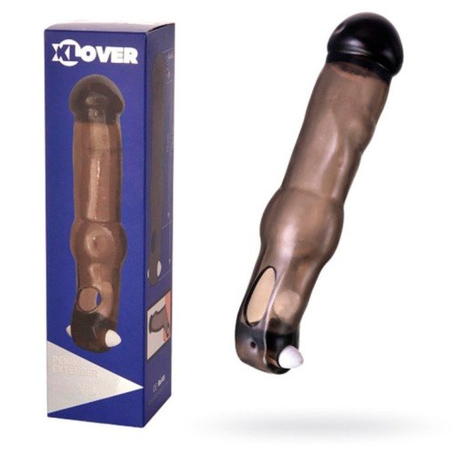 Toyfa XLover - Насадка-увеличитель для пениса с виброэлементом, 19,4 см (черный прозрачный)