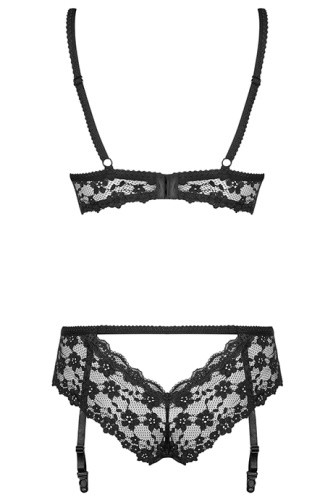 Obsessive Letica set - эротический комплект белья, S/M (чёрный)