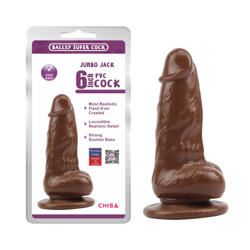 Ballsy Super Cock Jumbo Jack 6" Brown - Фаллоимитатор, 15 см (коричневый) - sex-shop.ua