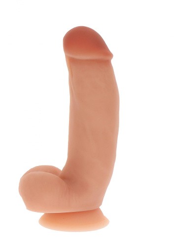 Get Real Silicone Dildo 7 inch w Balls - Силиконовый фаллоимитатор с мошонкой, 18х3.5 см (телесный) - sex-shop.ua