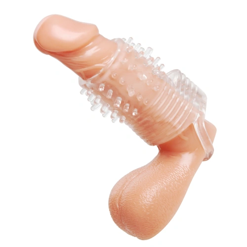 Size Matters Clear Sensations Vibrating Textured Erection Sleeve - насадка на пенис, 8.8х3.1 см - sex-shop.ua