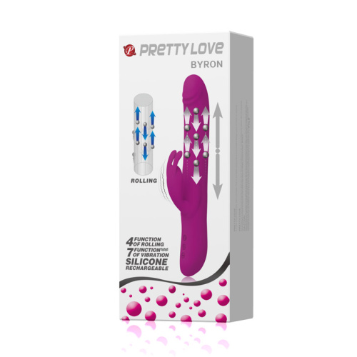 Pretty Love Byron Vibrator Purple - Вибратор-кролик с шариками внутри, 25х4 см (фиолетовый)