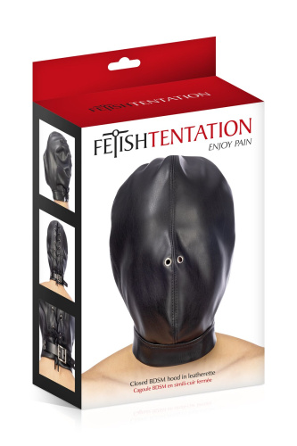 Fetish Tentation Closed BDSM hood in leatherette - Капюшон для БДСМ - sex-shop.ua