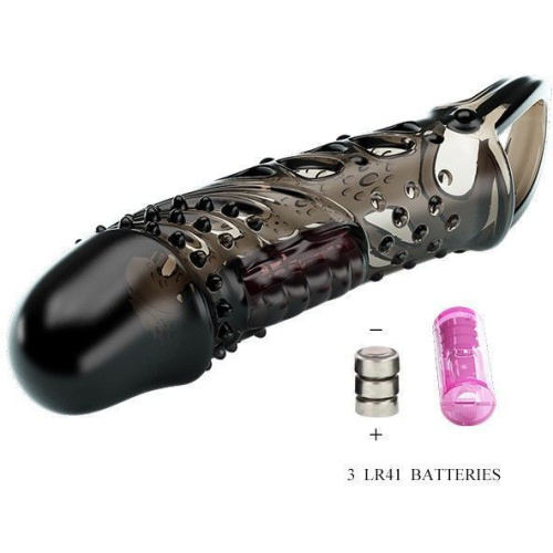 LyBaile - Pretty Love Cecelia Vibro Penis Sleeve - Насадка на член, +2.5 см (чёрный)
