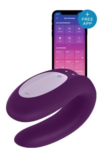 Satisfyer Double Joy Purple - вибратор для пары с управлением через приложение, 9х5.7см, (фиолетовый) - sex-shop.ua