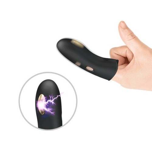 LyBaile Pretty Love Miraco Electric Vibrator Black - Вибронасадка на палец с электростимуляцией и золотом 18К, 10.5х3 см (чёрный)