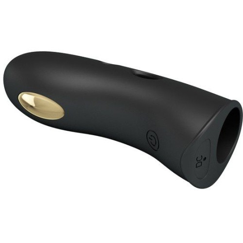 LyBaile Pretty Love Miraco Electric Vibrator Black - Вибронасадка на палец с электростимуляцией и золотом 18К, 10.5х3 см (чёрный)