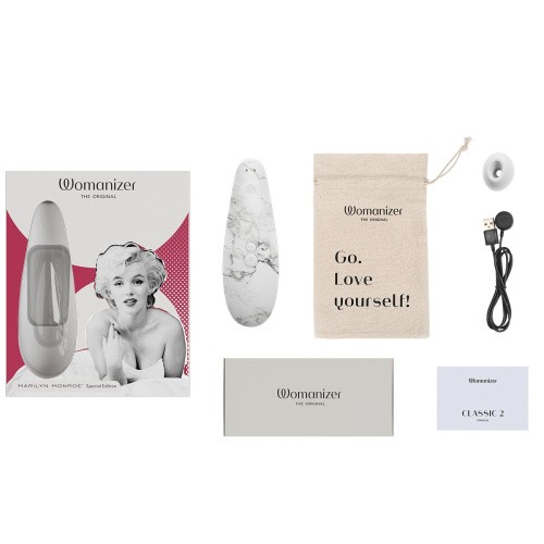 Womanizer Marilyn Monroe Classic 2 + Лубрикант 50 мл - Вакуумный стимулятор (белый мрамор) - sex-shop.ua