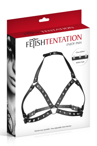 Fetish Tentation Sexy Adjustable Chest Harness – Портупея з металевими шипами
