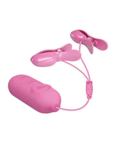 LyBaile - Pretty Love Vibro Nipple Clips Pink - Зажимы для сосков с вибрацией и электростимуляцией