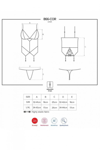 Комплект Obsessive 866-COR-1 corset (S / M) - купити в Україні | Секс шоп SEX-SHOP.ua