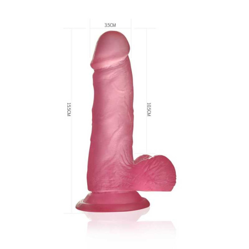 LoveToy 6" Jelly Studs Dildo - гибкий фаллоимитатор с присоской, 15х3.5 см (розовый)