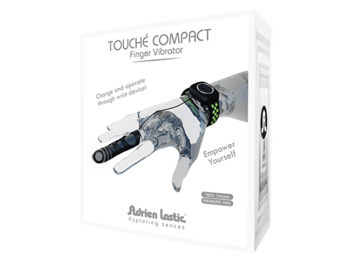 Adrien Lastic Touche (S) - Вібратор-насадка на палець з браслетом S, 7.8х1.9 см (чорний)