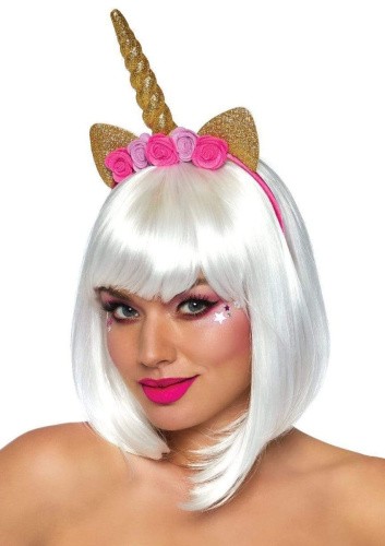 Leg Avenue-Golden unicorn flower headband - Прикраса на голову у вигляді єдинорога