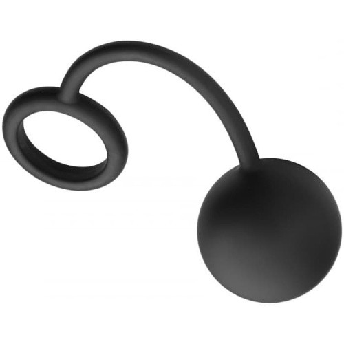 Tom of Finland Silicone Cock Ring with Heavy Anal Ball - Большой силиконовый анальный шарик, 5.7 см (черный) - sex-shop.ua