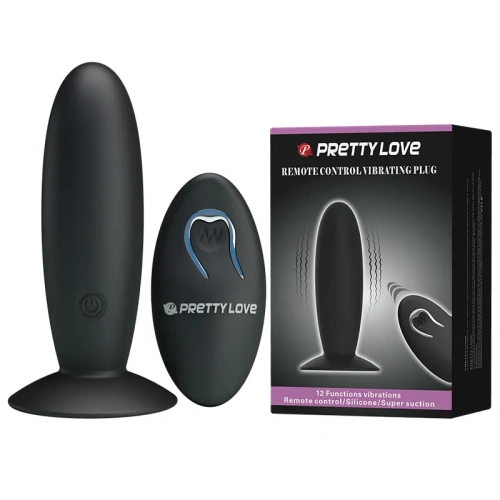 LyBaile Pretty Love Remote Control Vibrating Plug Black - Анальна пробка с вибрацией, 11х3.3 см (черный)