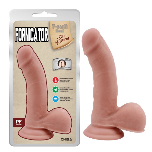 T-skin ReaL Fornicator - Фаллоимитатор на присоске, 19х4 см - sex-shop.ua