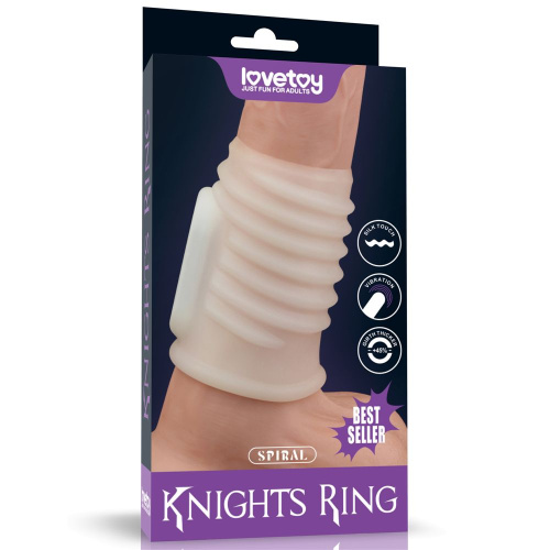 LoveToy Vibrating Spiral Knights Ring - вібронасадка на член, 10 см (білий)
