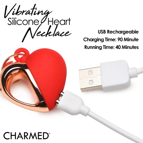 Charmed Vibrating Silicone Heart Necklace - кольє з підвіскою вібратором, 90 см (червоний)