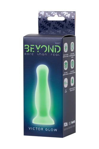 Beyond By Toyfa Victor Glow - Анальна пробка, що світиться в темряві, 10х3 см (зелений)