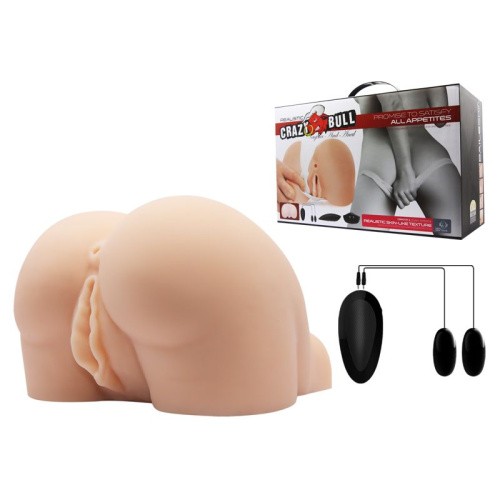 Crazy Bull Masturbator Vagina and Ass Vibrating Flesh - Мастурбатор вагіна та анус з вібрацією, 16 см (тілесний)