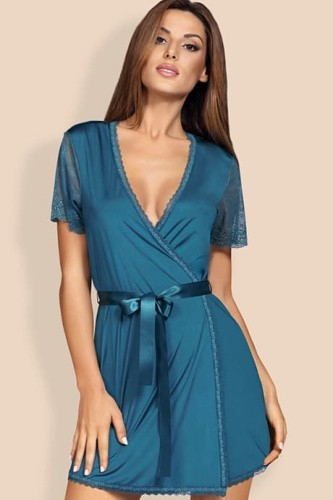 Obsessive Miamor robe - еротичний пеньюар, S/M (Бірюзовий) - купити в Україні | Секс шоп SEX-SHOP.ua