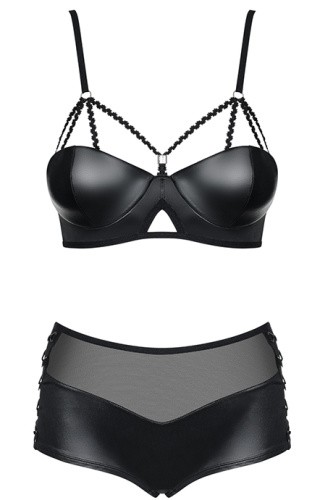 Obsessive Leatheria set - комплект сексуальної білизни, L/XL (чорний) - купити в Україні | Секс шоп SEX-SHOP.ua