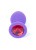 Boss Jewellery Purple Silicon Plug Medium Red Diamond - Анальная пробка с кристаллом, 8х3.5 см (фиолетовый с красным) - sex-shop.ua