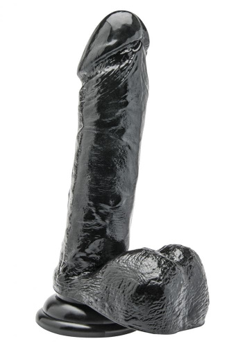 Get Real ToyJoy - Реалистичный фаллоимитатор с мошонкой и присоской,16,5х4,5 см (черный) - sex-shop.ua