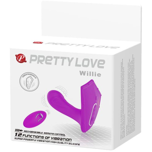 LyBaile Pretty Love Willie RC G-Spot Vibrator Purple - Вагинально-клиторальный вибратор в пультом ДУ,  9.7х3 см (фиолетовый)