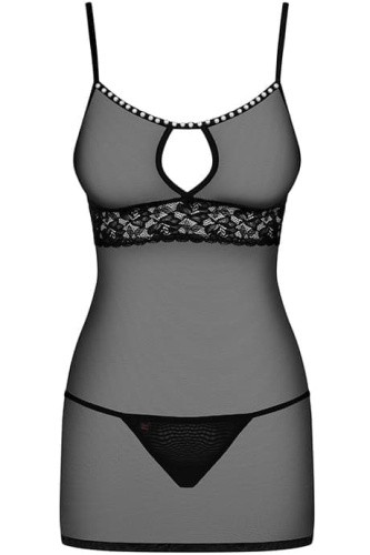 Облягаюча прозора сорочка Obsessive 812-CHE-1 (Чорний, S / M) - купити в Україні | Секс шоп SEX-SHOP.ua