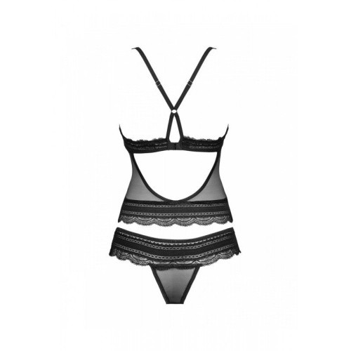 Obsessive Ivannes top & thong - Комплект еротичної білизни: топ та трусики, L/XL (чорний)
