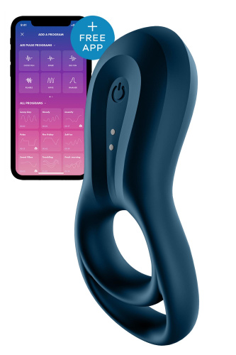 Satisfyer Epic Duo Connect App - эрекционное смарт кольцо с вибрацией, 11.1х4.9 см (синий) - sex-shop.ua