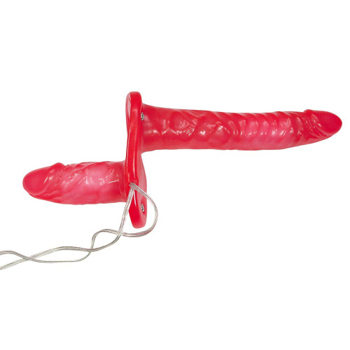 Двойной страпон Orion Bad Kitty Vibrating Strap-On Duo, 18 см