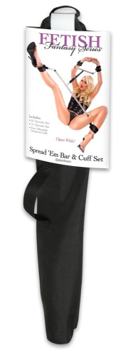 Pipedream Spread Bar and Cuff Set - Фиксаторы для рук и ног, (черный) - sex-shop.ua
