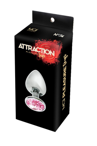 MAI Attraction Toys №74 металлическая анальная пробка с кристаллом, 10х4 см (розовый) - sex-shop.ua