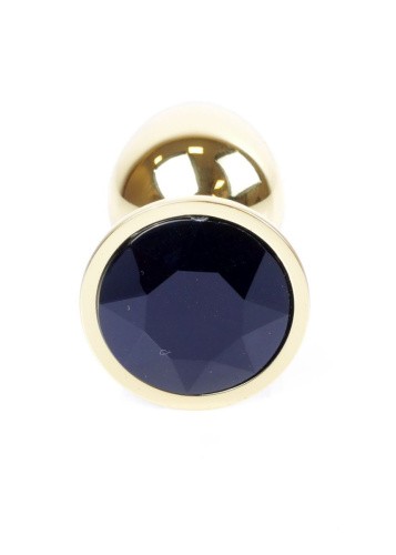 Boss Jewellery Gold PLUG Black - Анальна пробка із кристалом, 7х2.7 см (чорний)