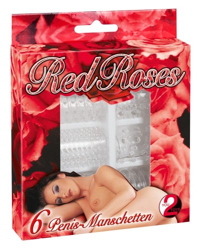 Red Roses Penis Sleeves - Набір насадок, 6 шт (прозорий)