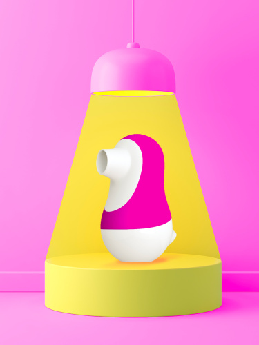 Мистер Факер Pinguino - 2в1 вакуумный стимулятор с подвижным язычком, 9.4x6.2 см (розовый) - sex-shop.ua