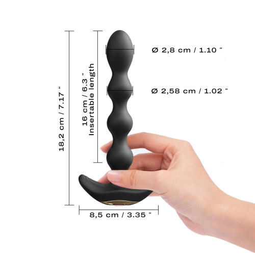 Dorcel Flexi Balls - гнучкий анальний стимулятор з вібрацією та дистанційним керуванням, 18.2х2.8 см (чорний)