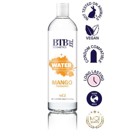 BTB Flavored Mango - Змазка на водній основі з ароматом манго, 250 мл