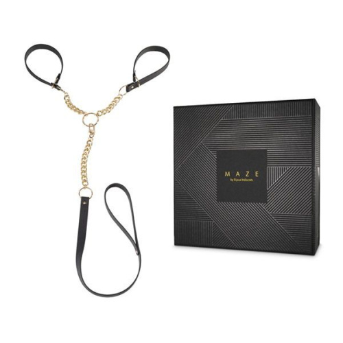 Bijoux Indiscrets Indiscrets MAZE - T-Restraints наручники с поводком из экокожи в подарочной упаковке
